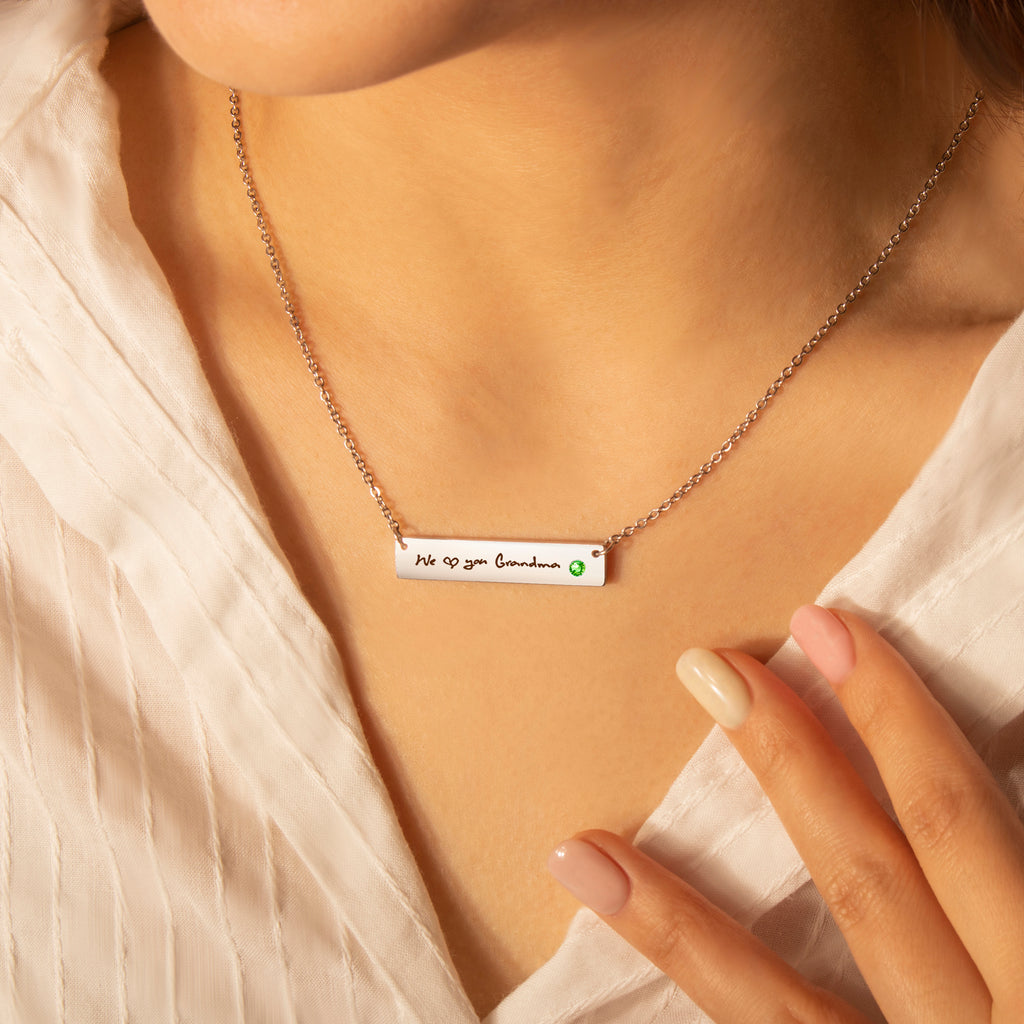 Birthstone Bar Handwriting Necklace