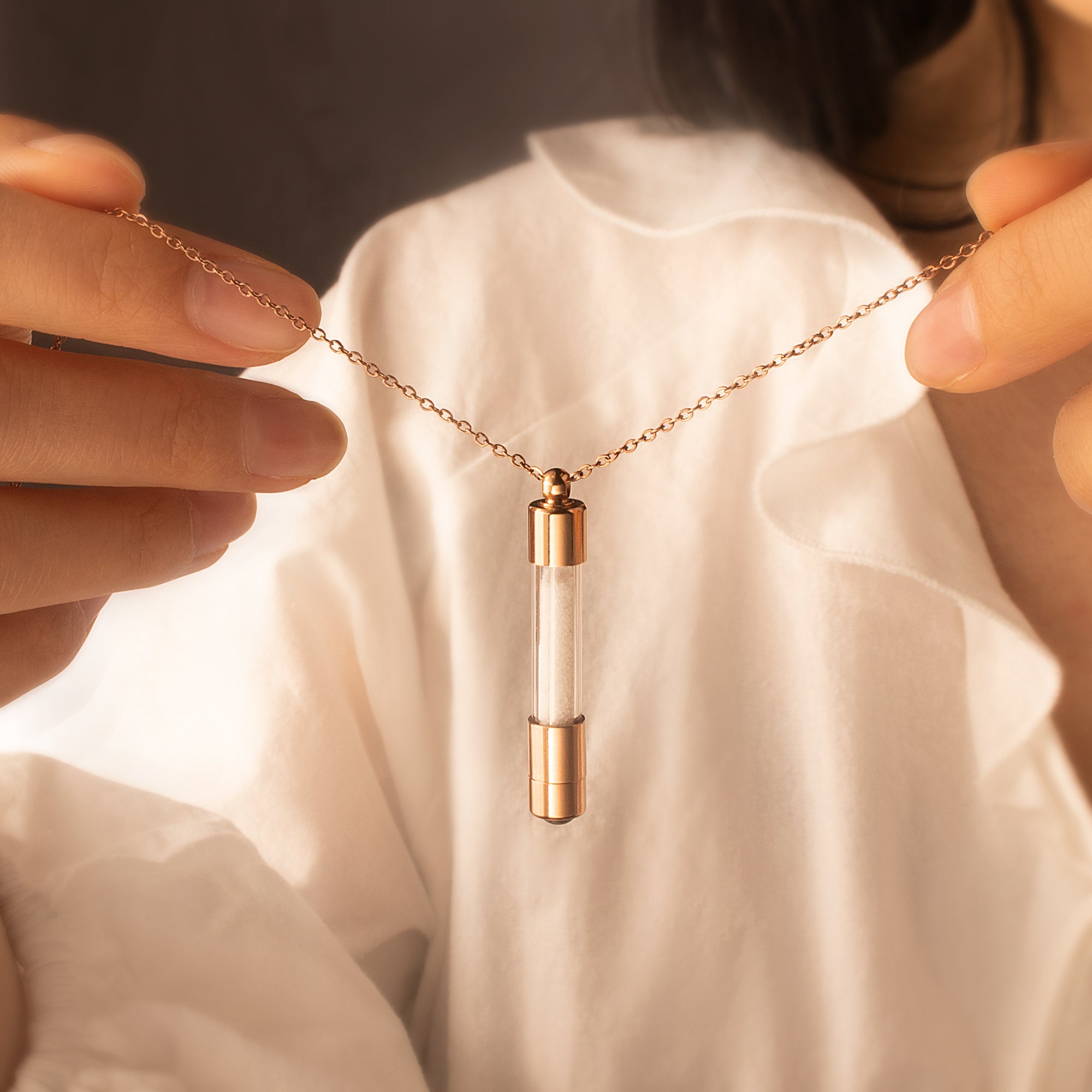 Cylinder Photo Projection Pet Memorial Necklace