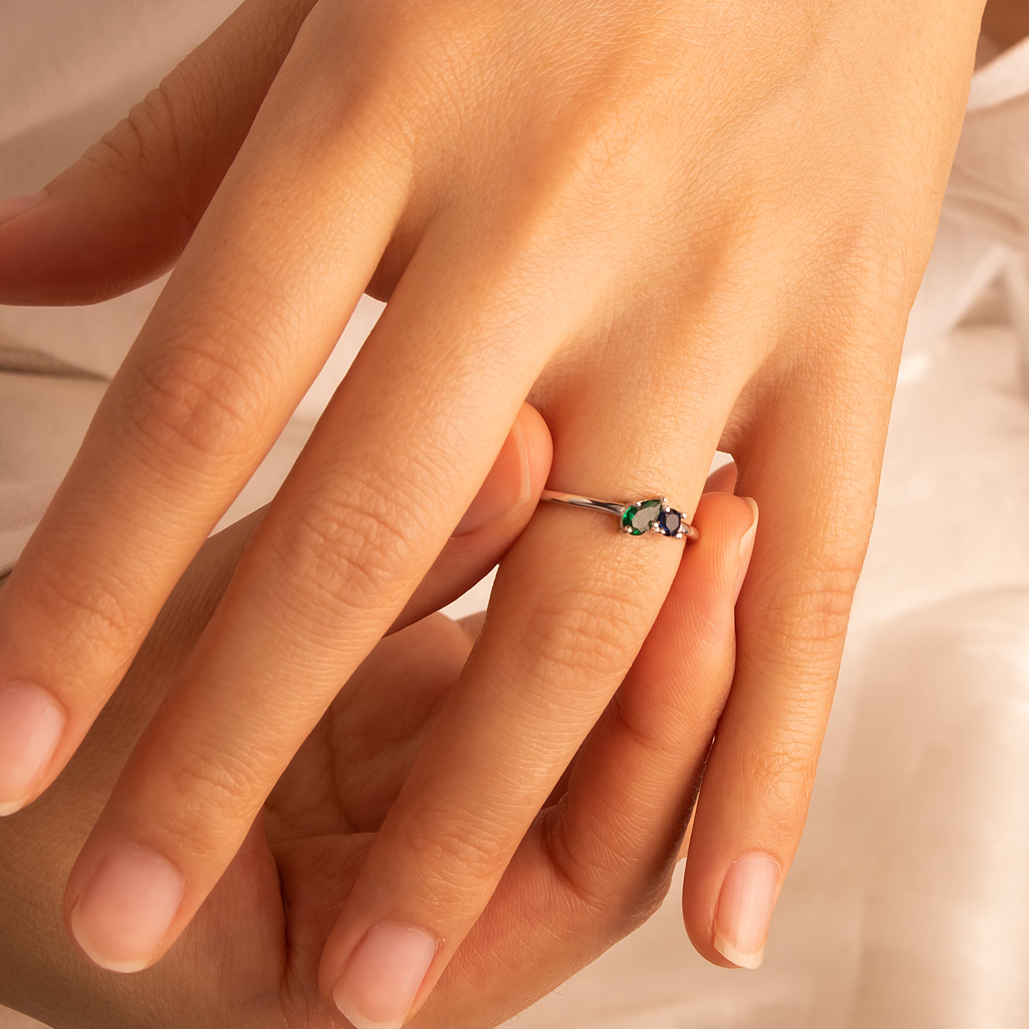 Round & Teardrop Shaped Birthstone Ring