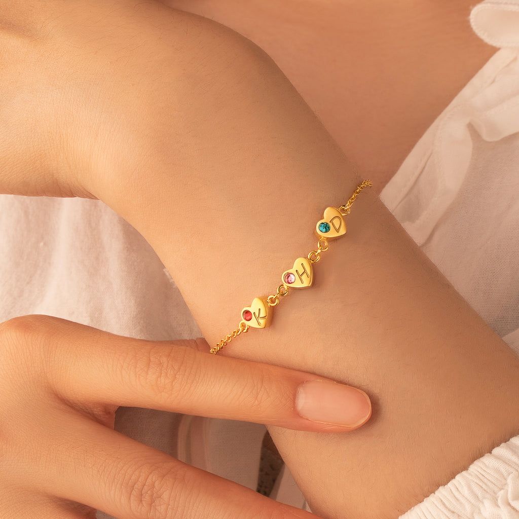 Personalized Tiny Heart Charm Bracelet