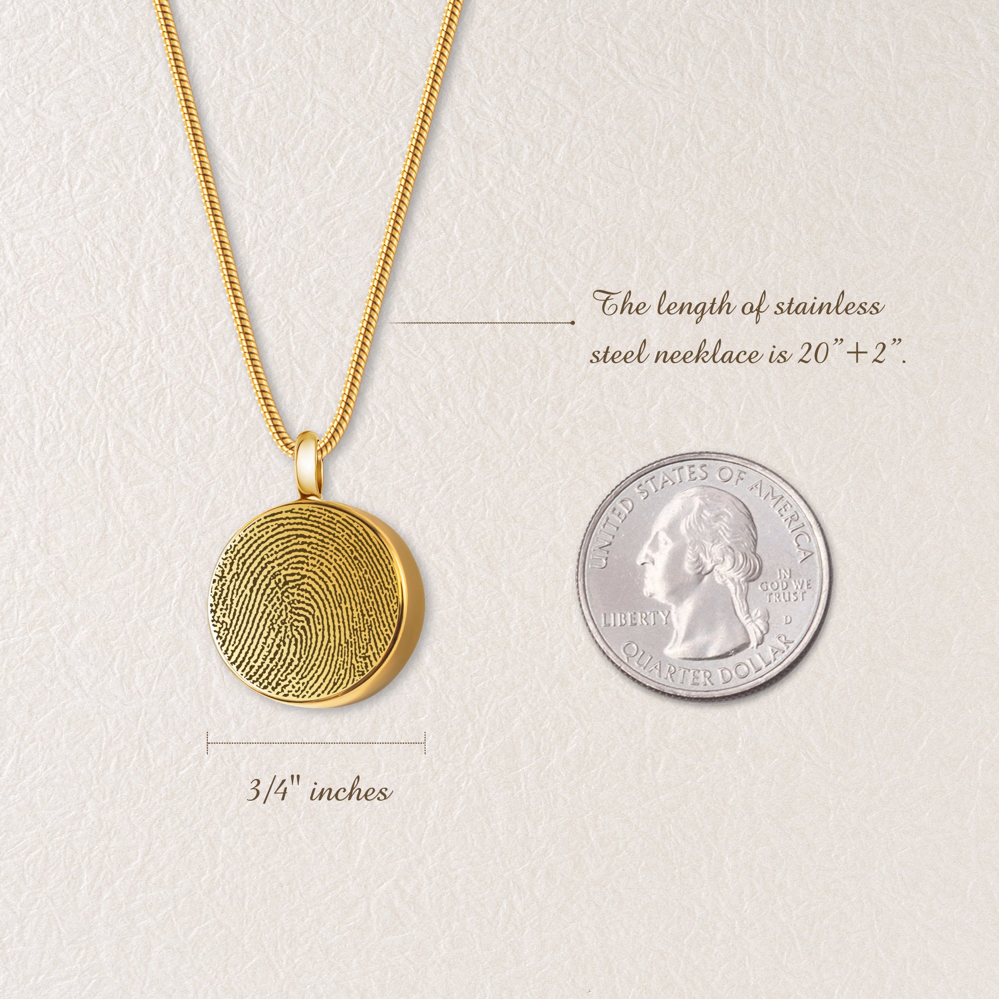 Custom Fingerprint and Handwriting Round Memorial Necklace