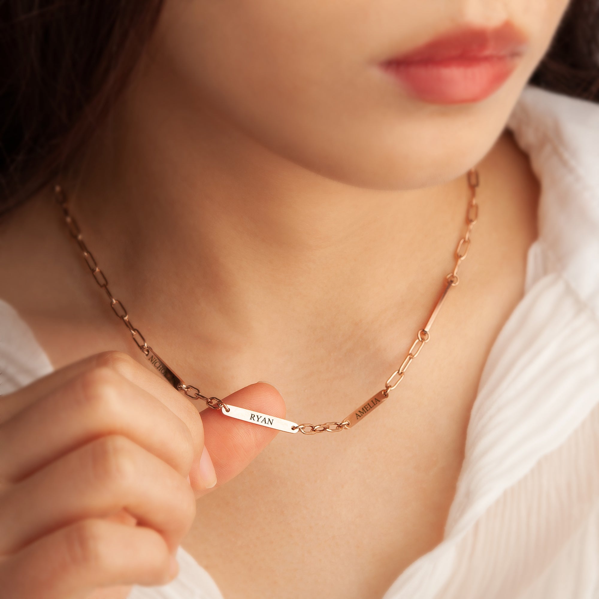 Custom Women's Paper Clip Stainless Steel Chain Necklace