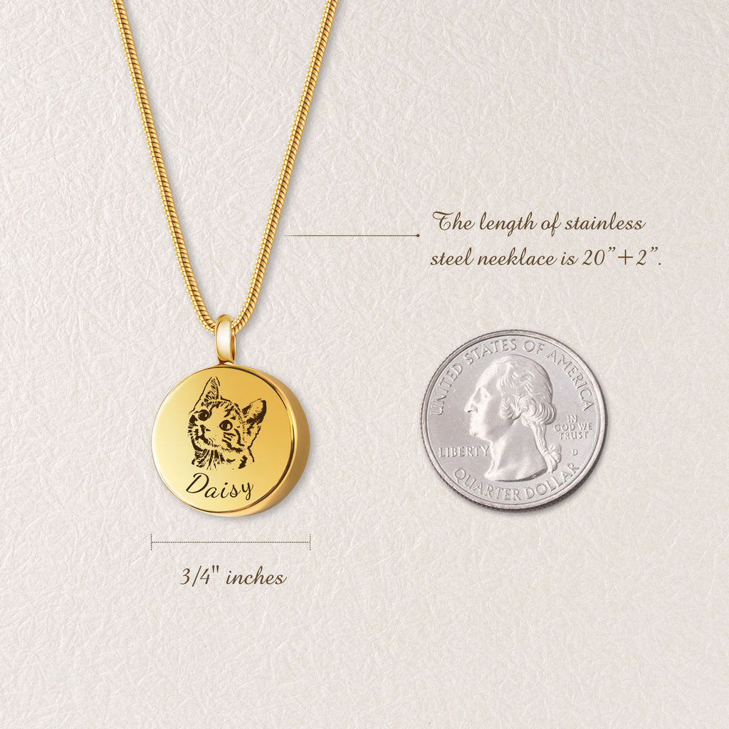 Pet Portrait Round Memorial Necklace