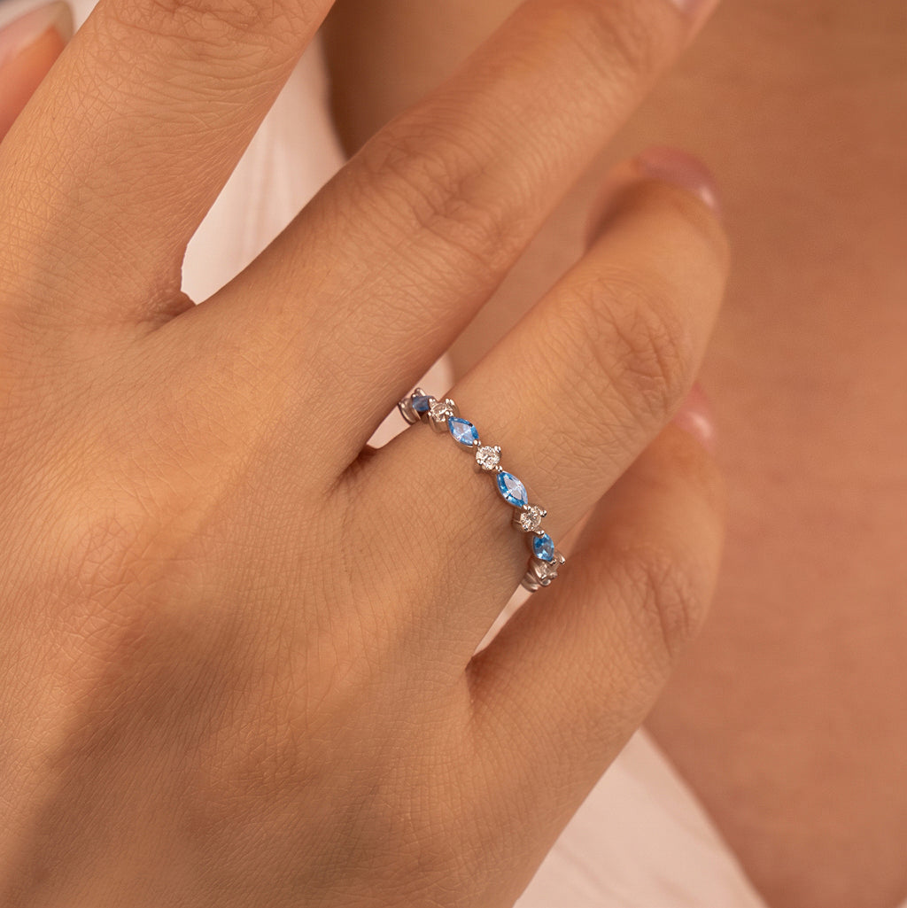 Personalized Marquise and Round Birthstone Ring