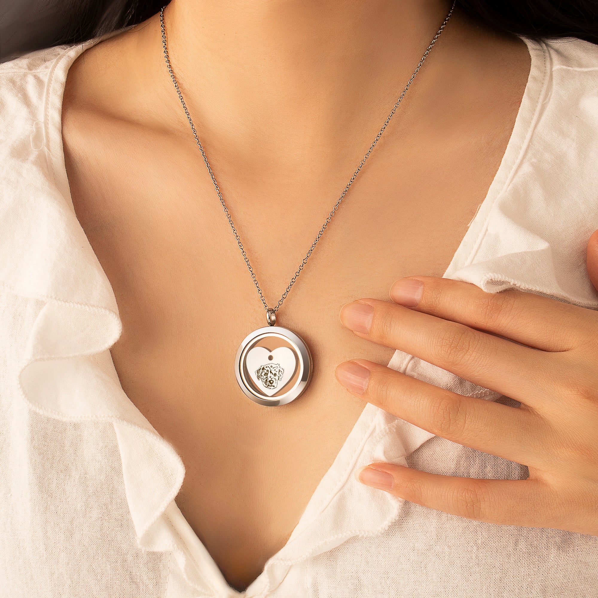 Pet Portrait Charm Locket Necklace