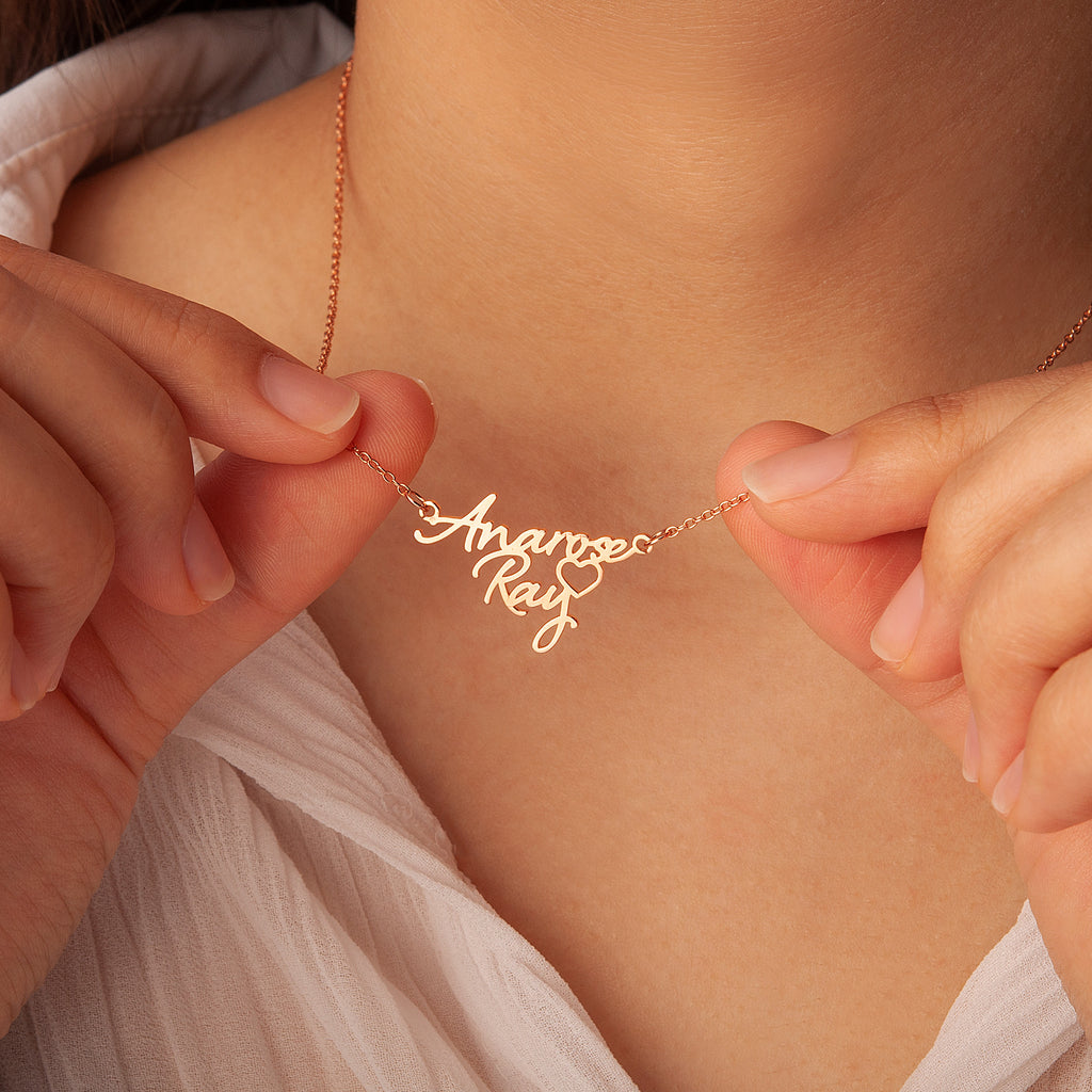 Couple's Name Necklace With Heart