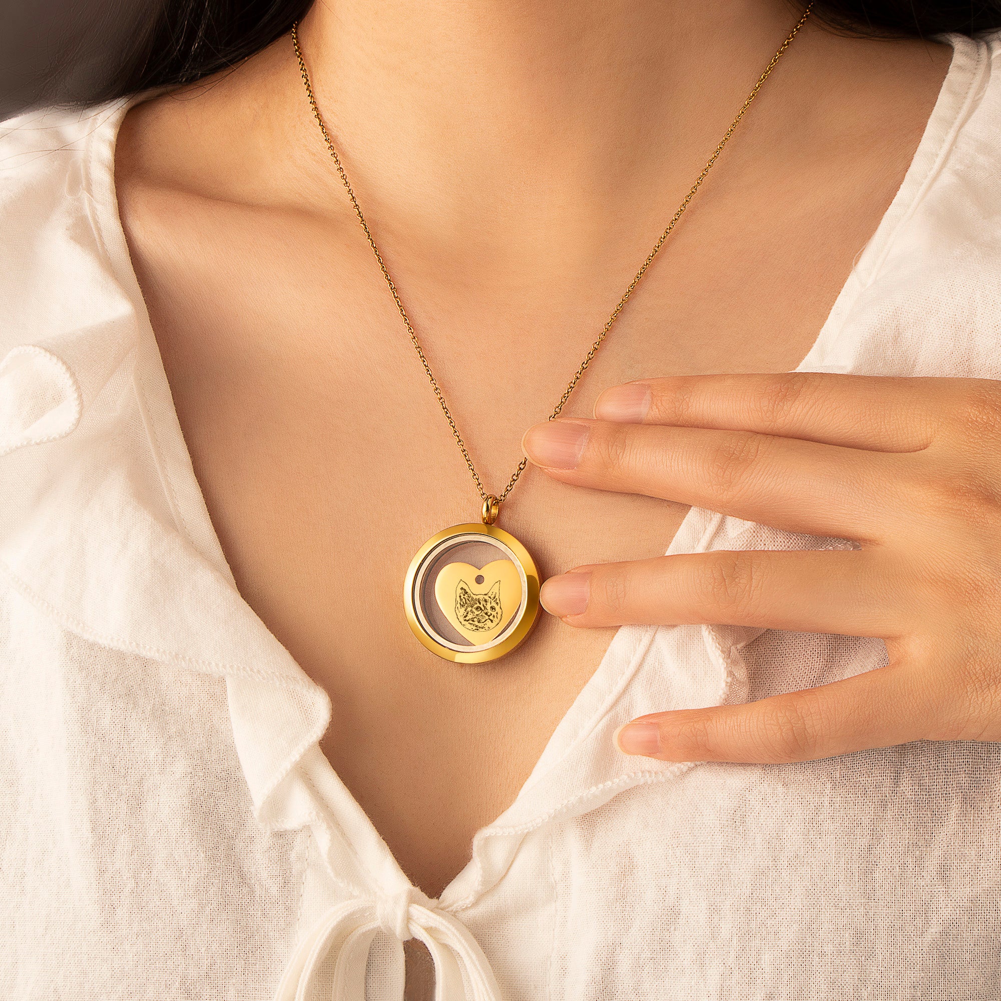 Pet Portrait Charm Locket Necklace