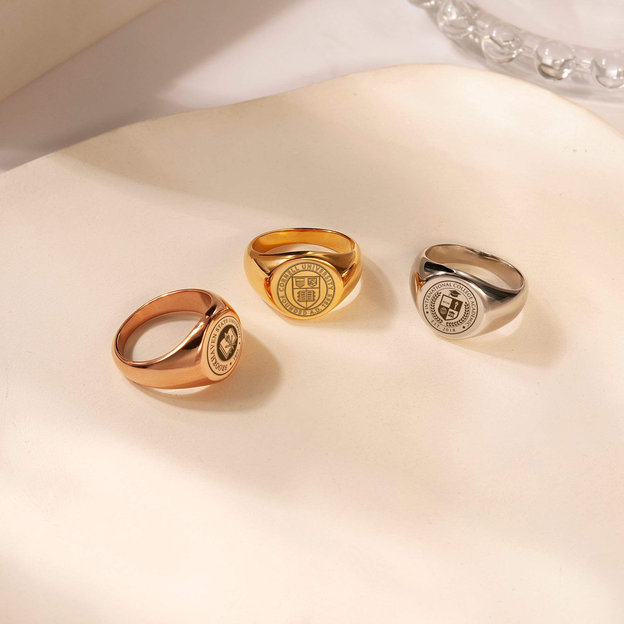 Custom College Emblem Logo Signet Ring