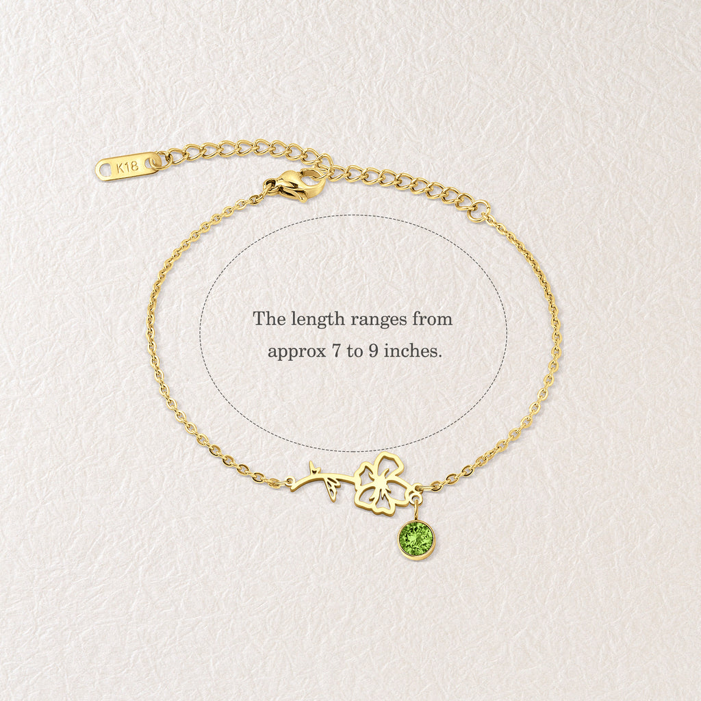 Birth Flower and Birth Stone Bracelet