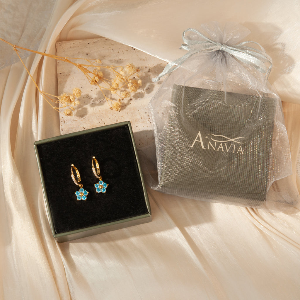 Plum Blossom Birthstone Hoop Earrings