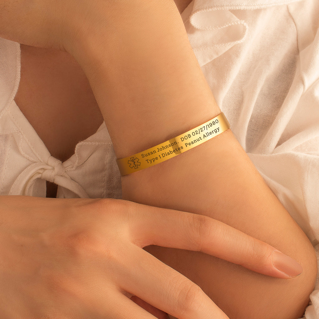 Medical Id Round Cuff Bangle