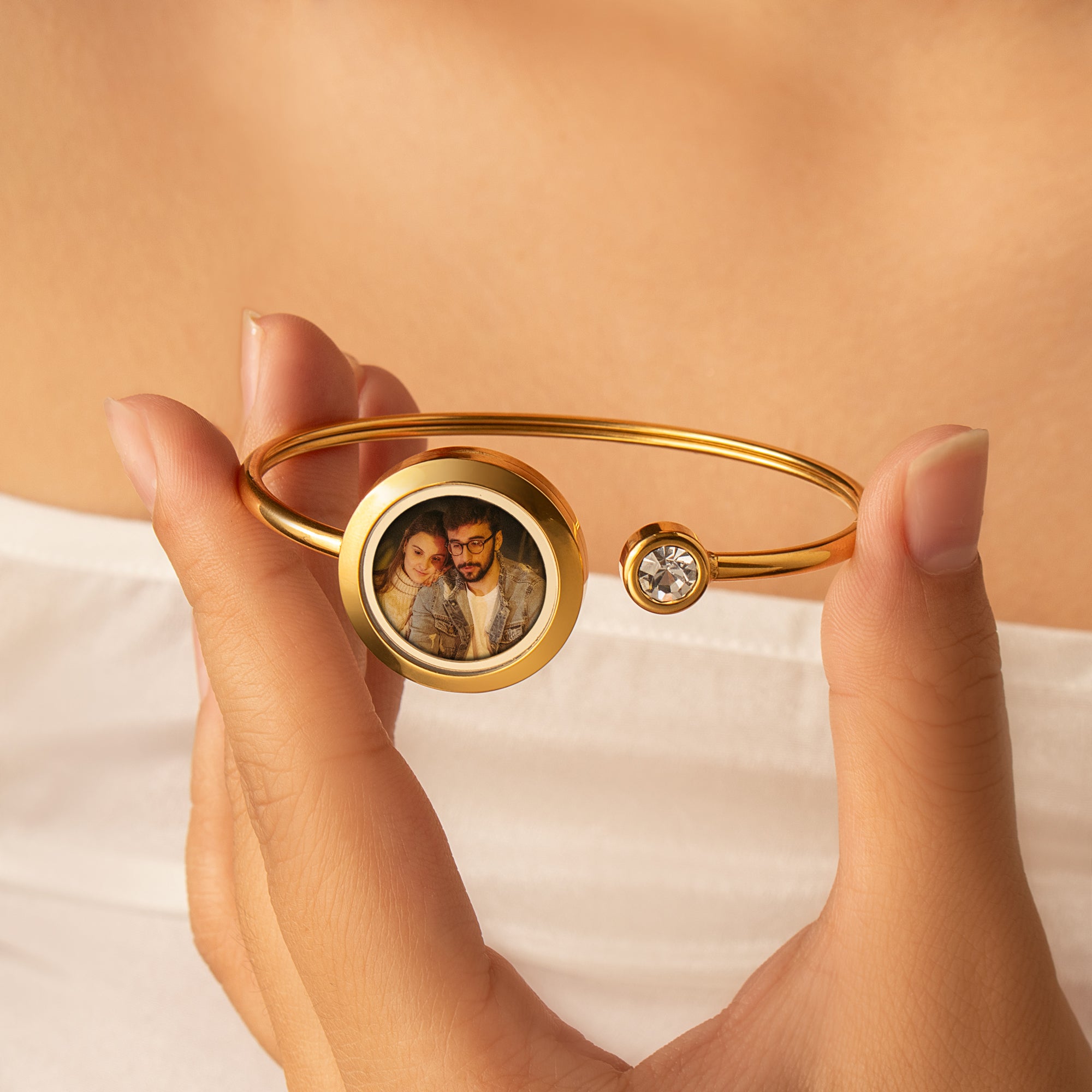 Photo Locket Memorial Cuff Bangle