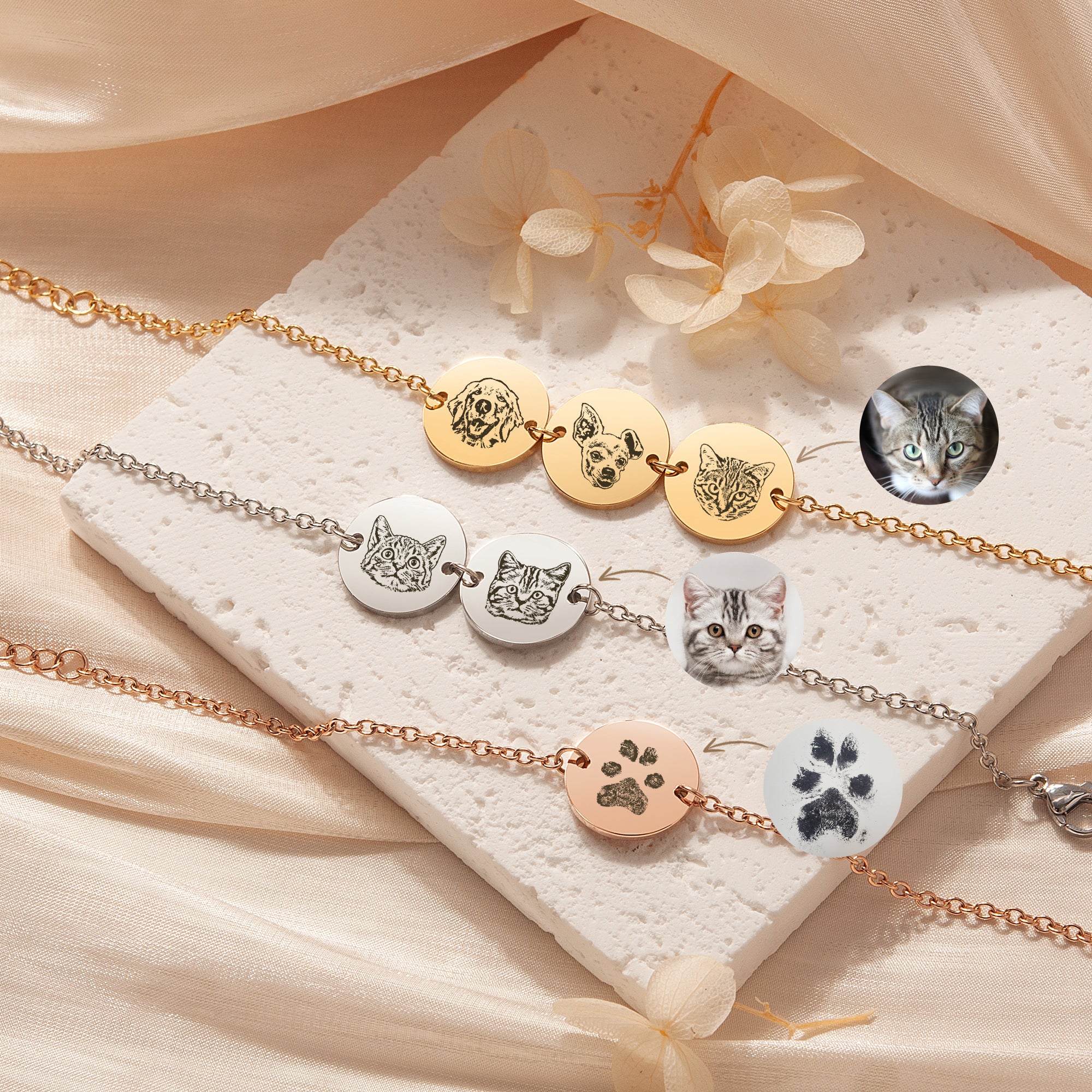 Personalized Pet Portrait Charm Bracelet