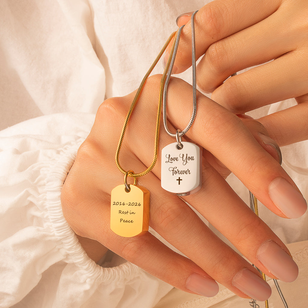Stainless Steel Memorial Dog Tag Urn Necklace