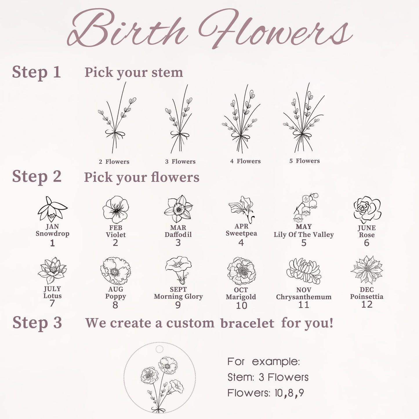 Build Your Own Bouquet Birth Flower Bracelet