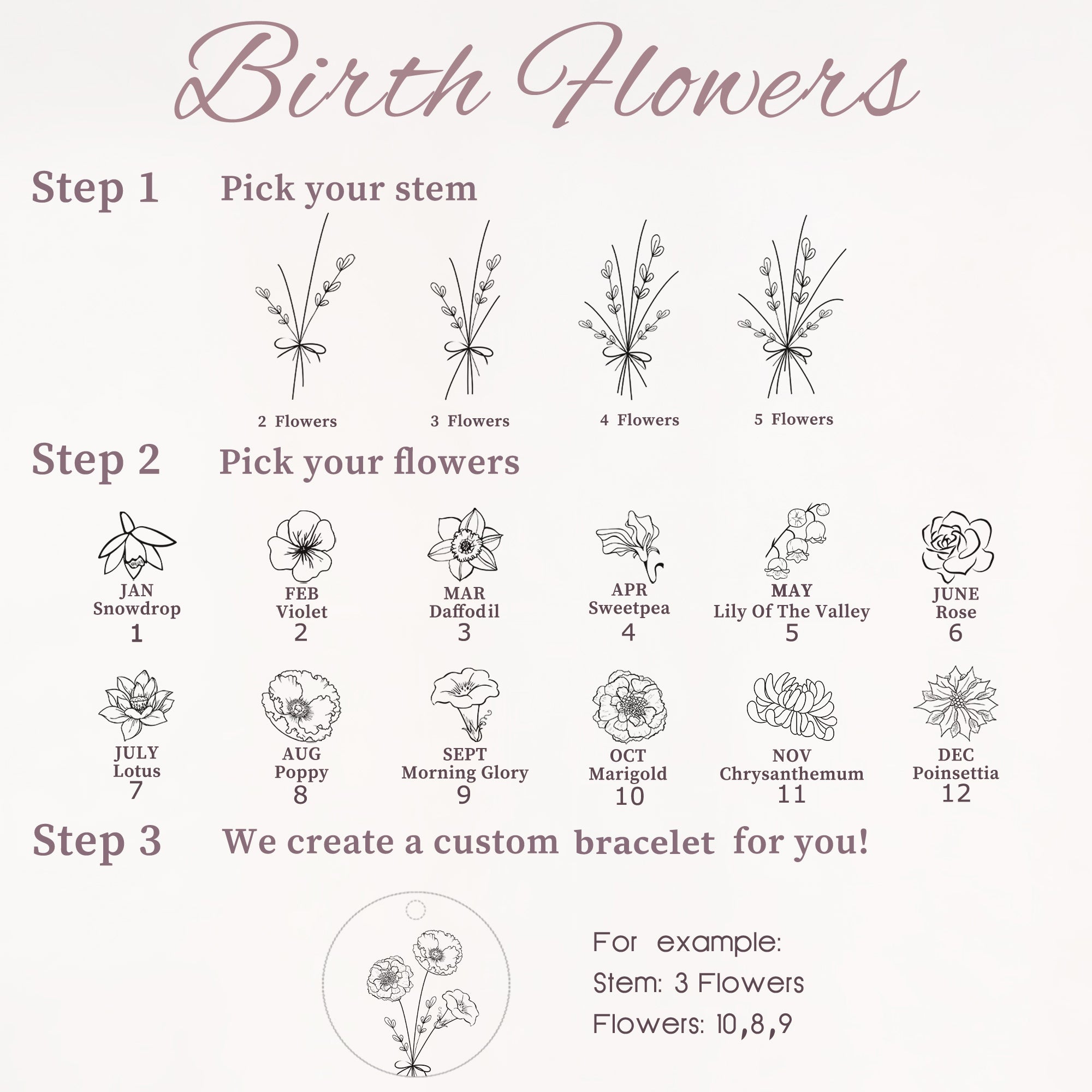 Build Your Own Bouquet Birth Flower Bracelet