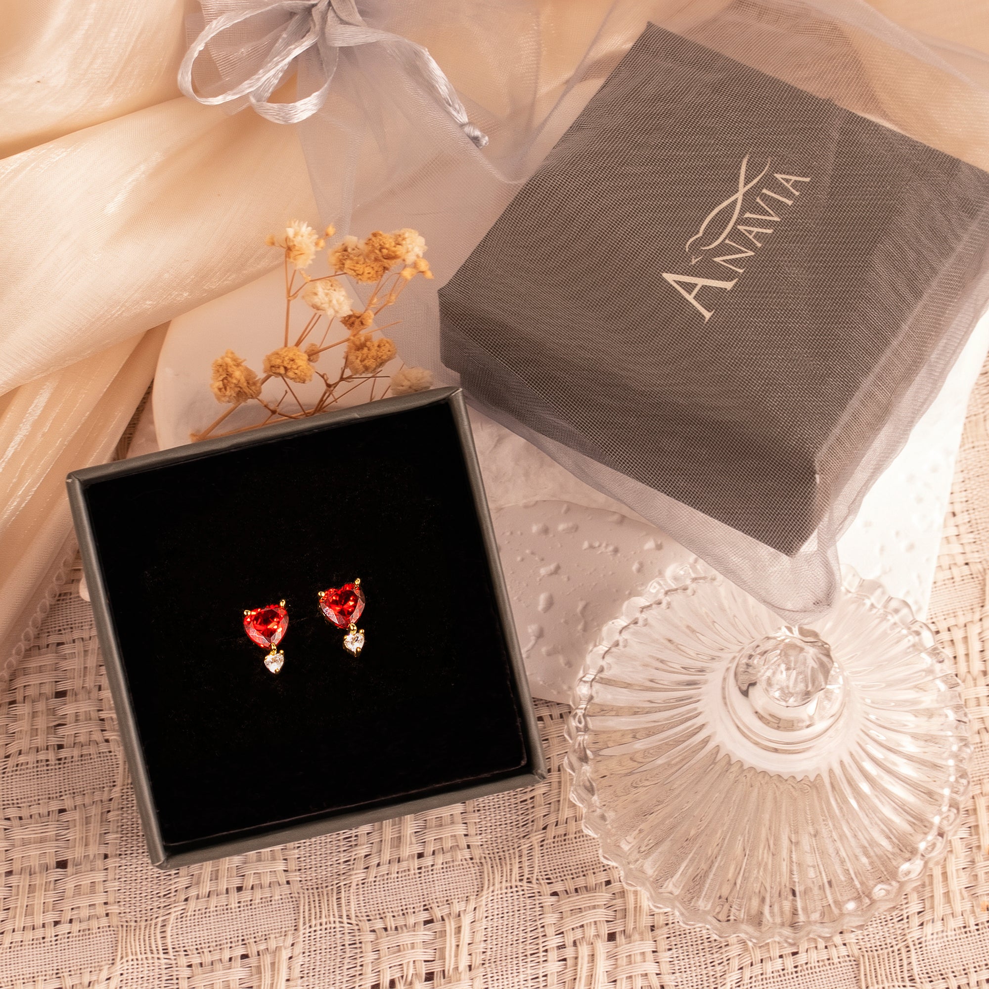 Birthstone Heart Earrings