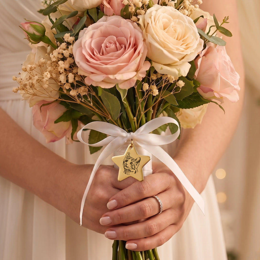 Star Pet Portrait Wedding Bouquet Charm
