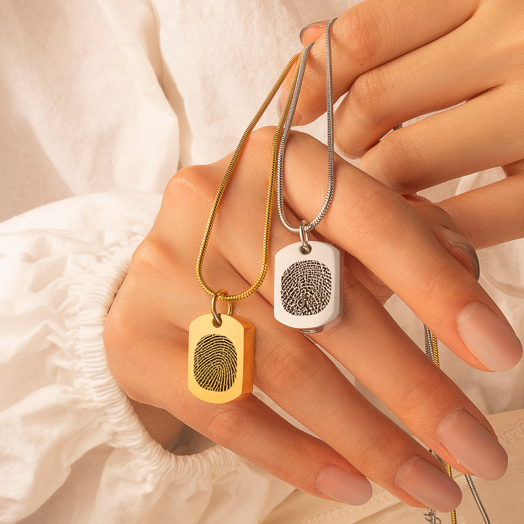 Fingerprint Memorial Dog Tag Necklace