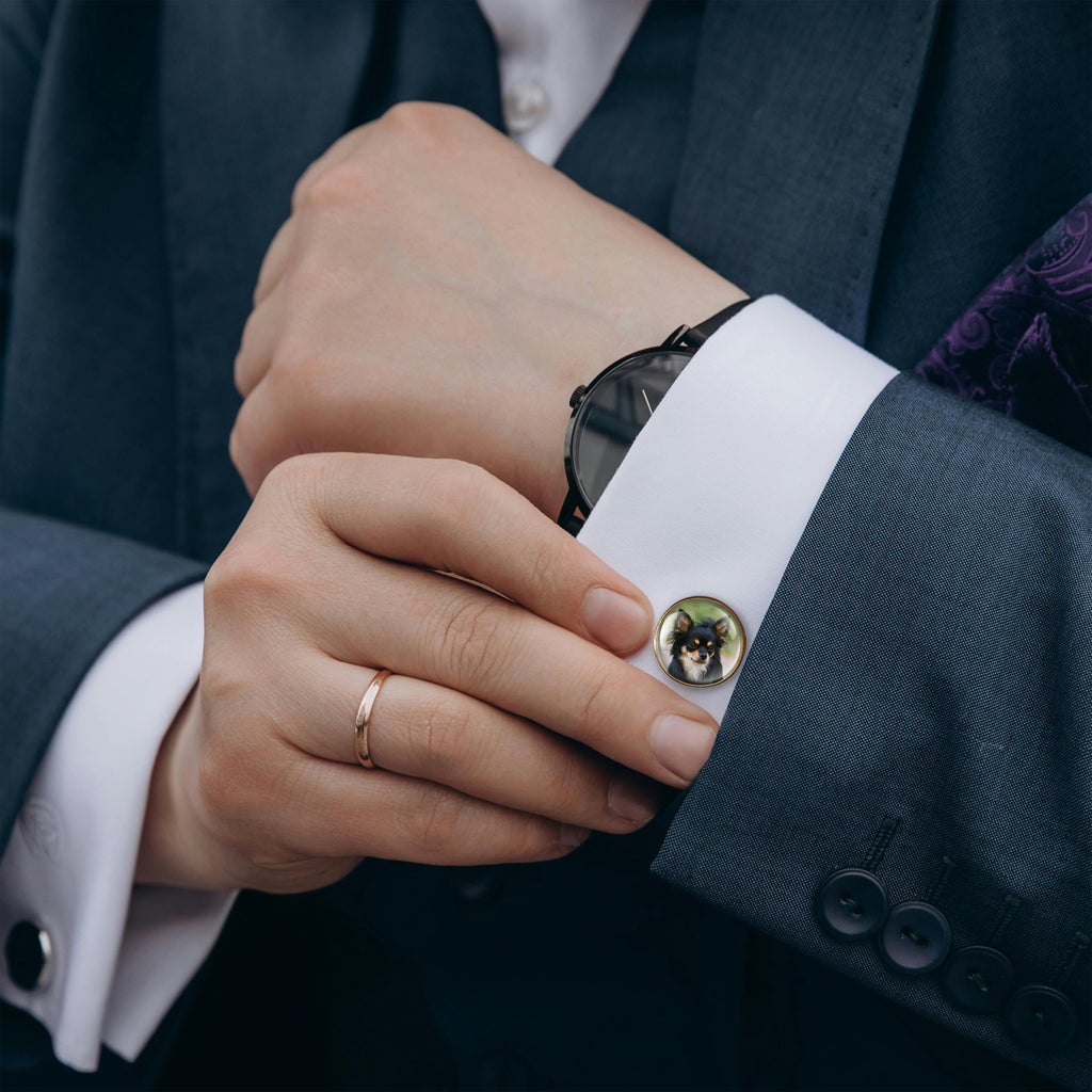 Round Photo Cufflinks with Glass Dome Cab