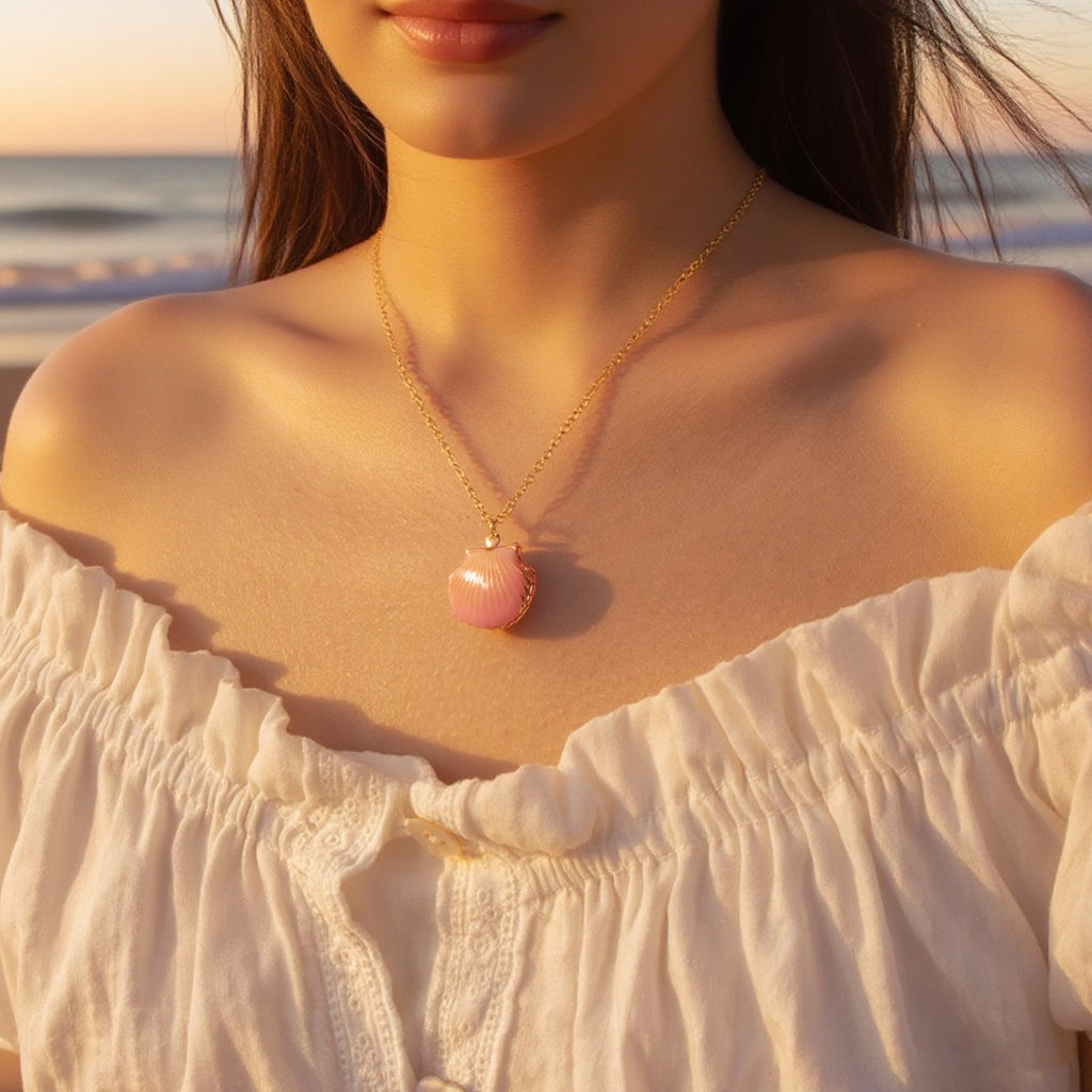 Custom Seashell Photo Locket Necklace