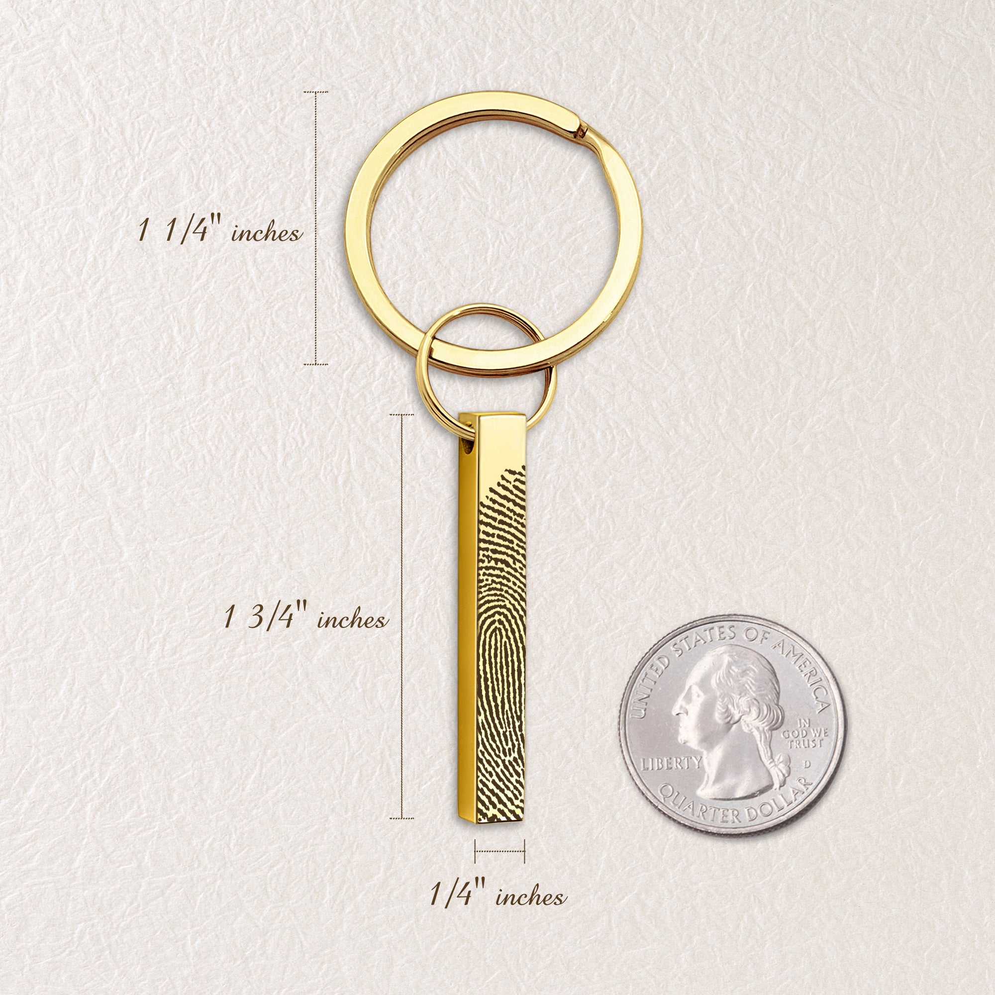 Personalized Fingerprint 4-Sided Bar Memorial Ashes Holder Key Chain