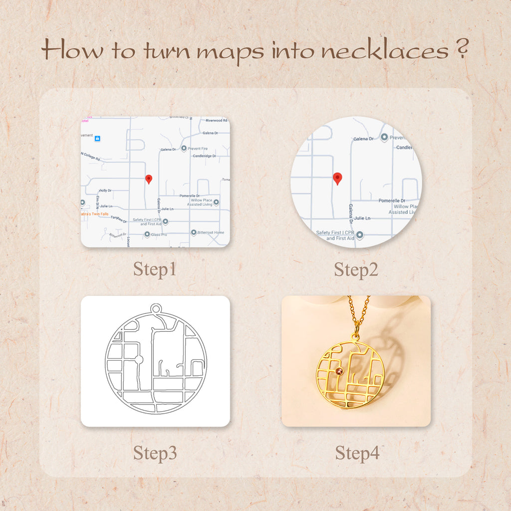 Circle Location Map Necklace