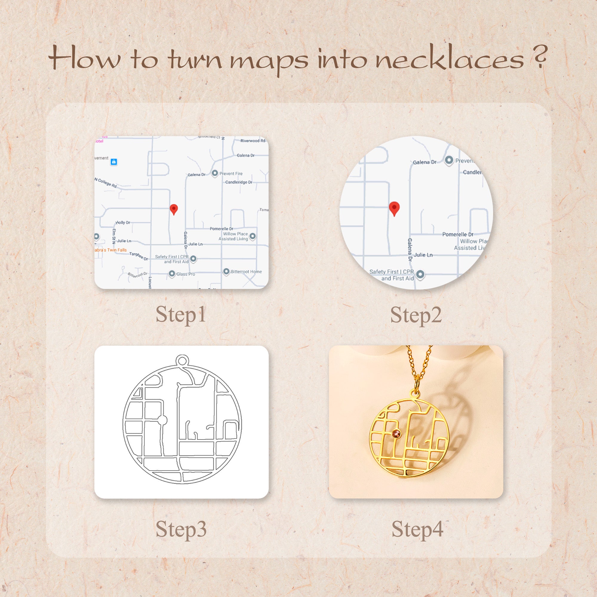 Circle Location Map Necklace