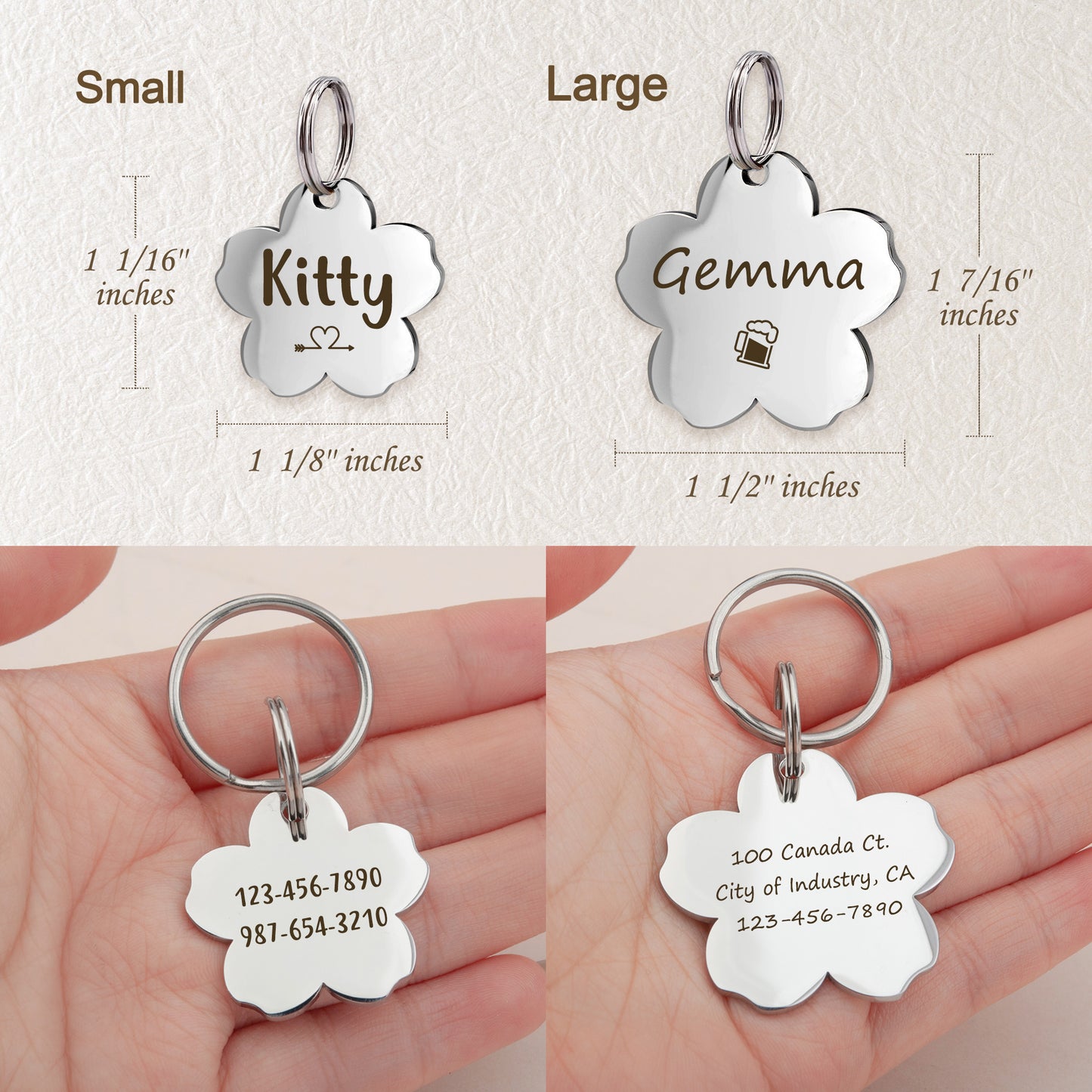 Custom Cherry Blossom Pet ID Dog Tag