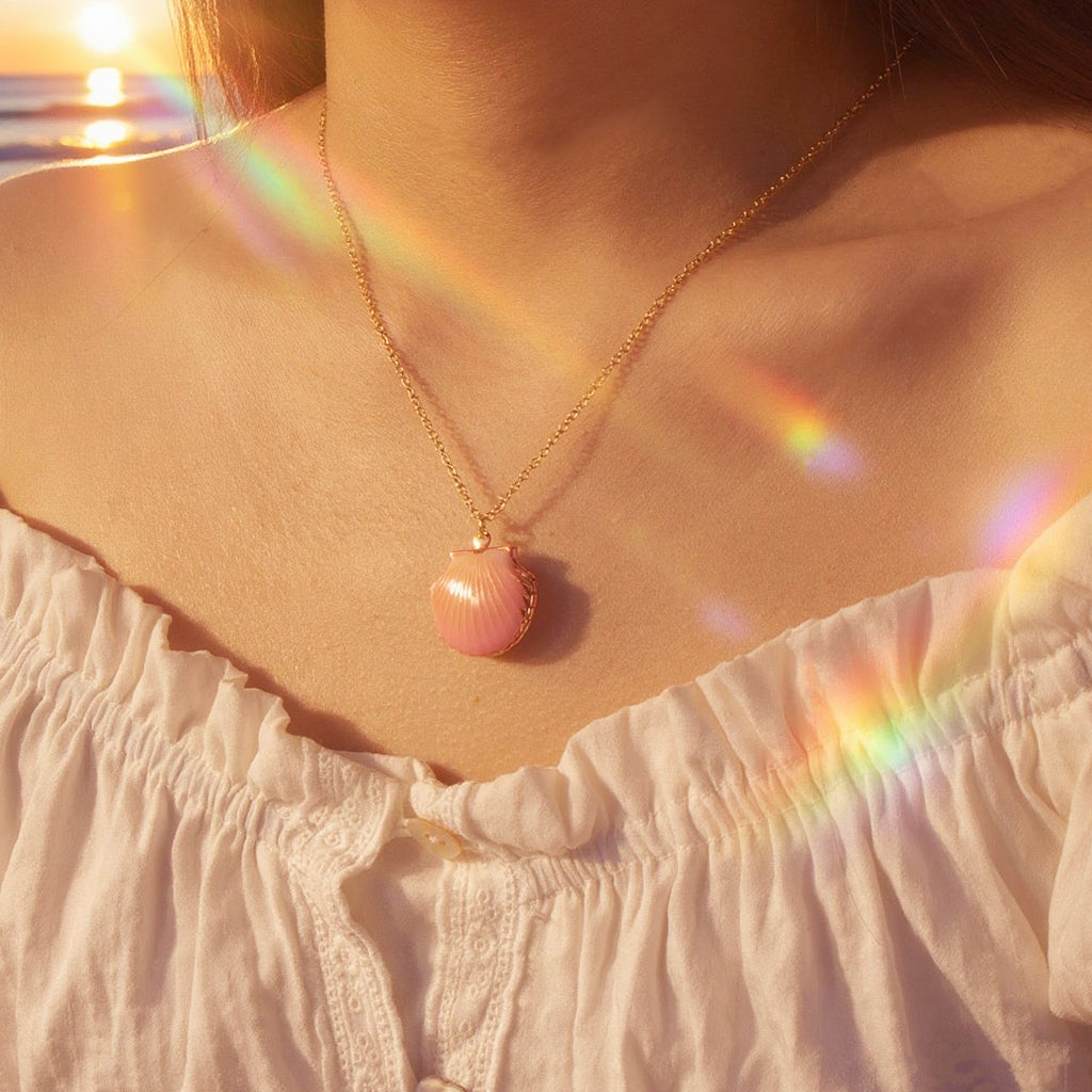 Custom Seashell Photo Locket Necklace