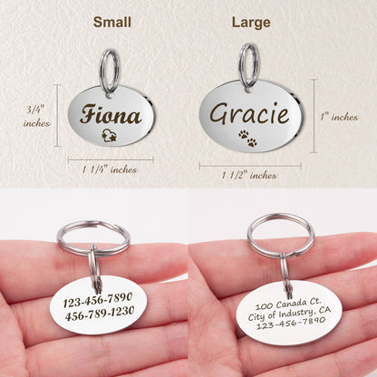 Custom Horizontal Oval Shaped Pet ID Dog Tag