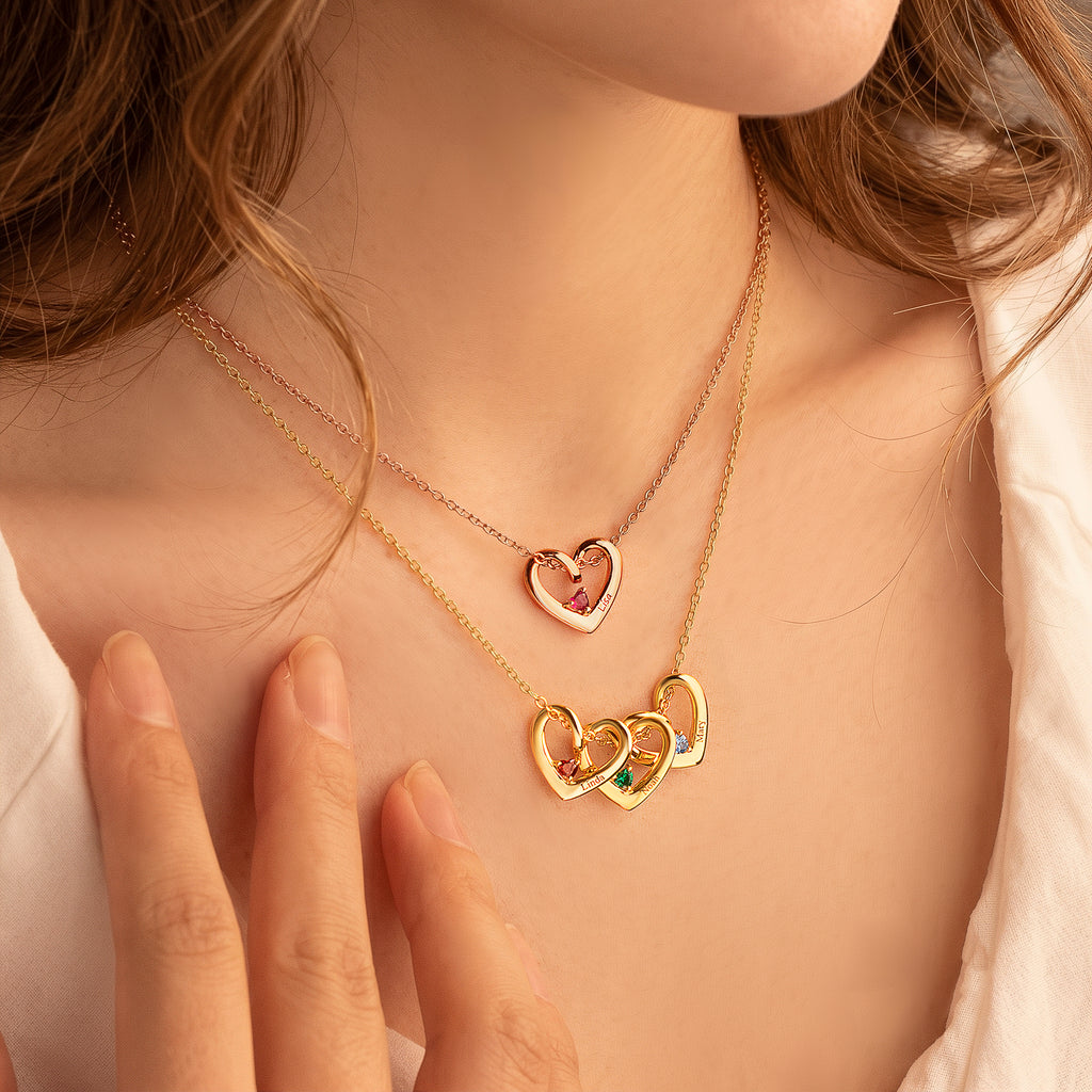 Birthstone Name Heart Necklace