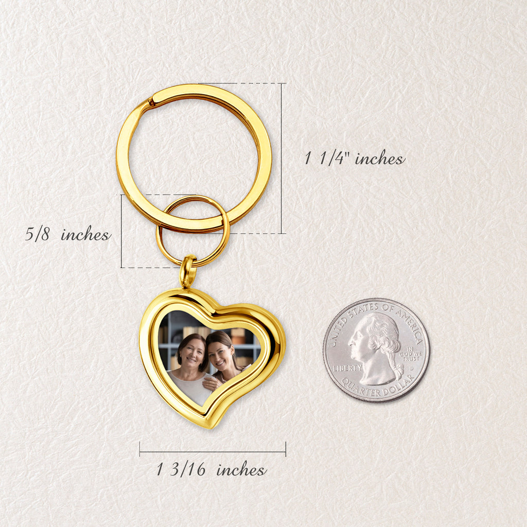 Custrom Sideways Heart Photo Locket Keychain