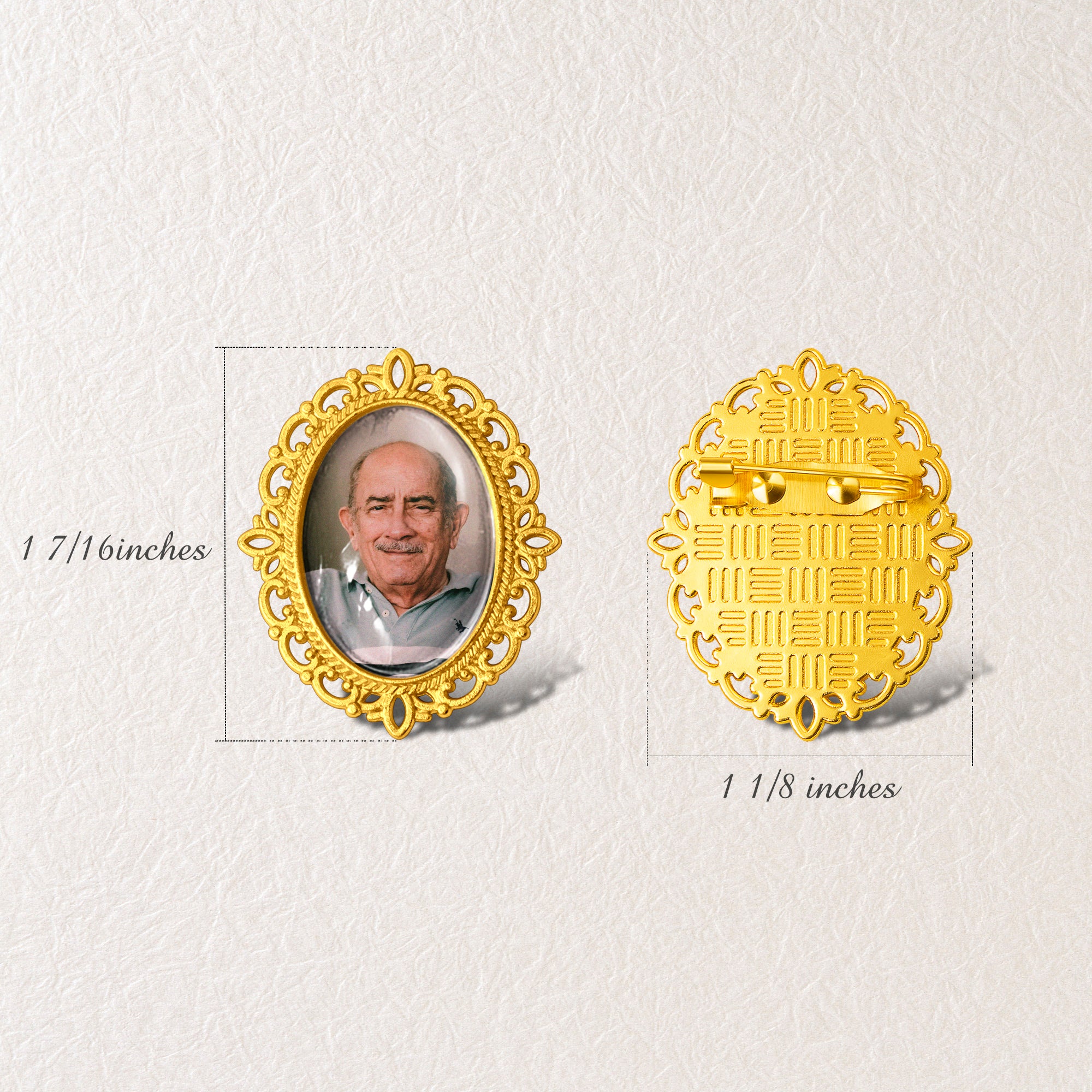 Vintage Oval Resin Graduation Photo Brooch Pin