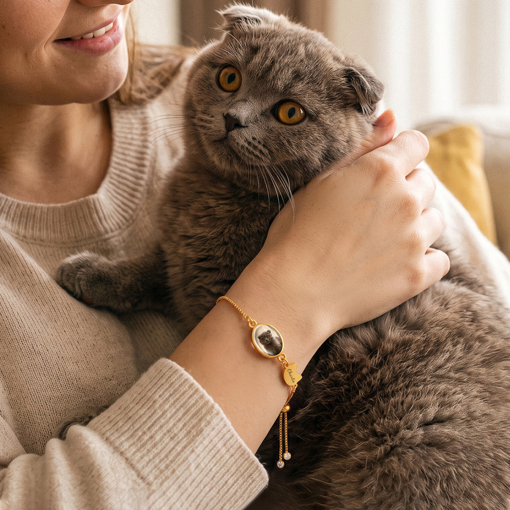 Oval Resin Photo Bracelet with Glass Dome Cab