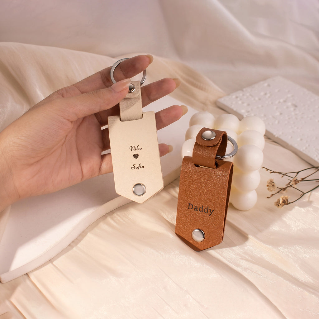 Personalized Men's Leather Photo Keychain