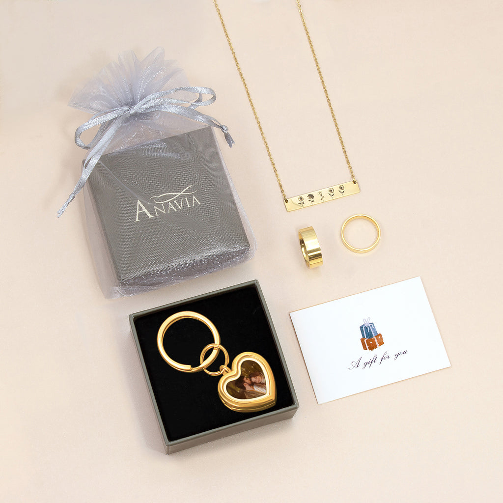 Glass Heart Photo Locket Keychain