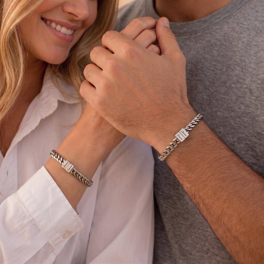 Personalized Men's Engraved Cube Bracelet