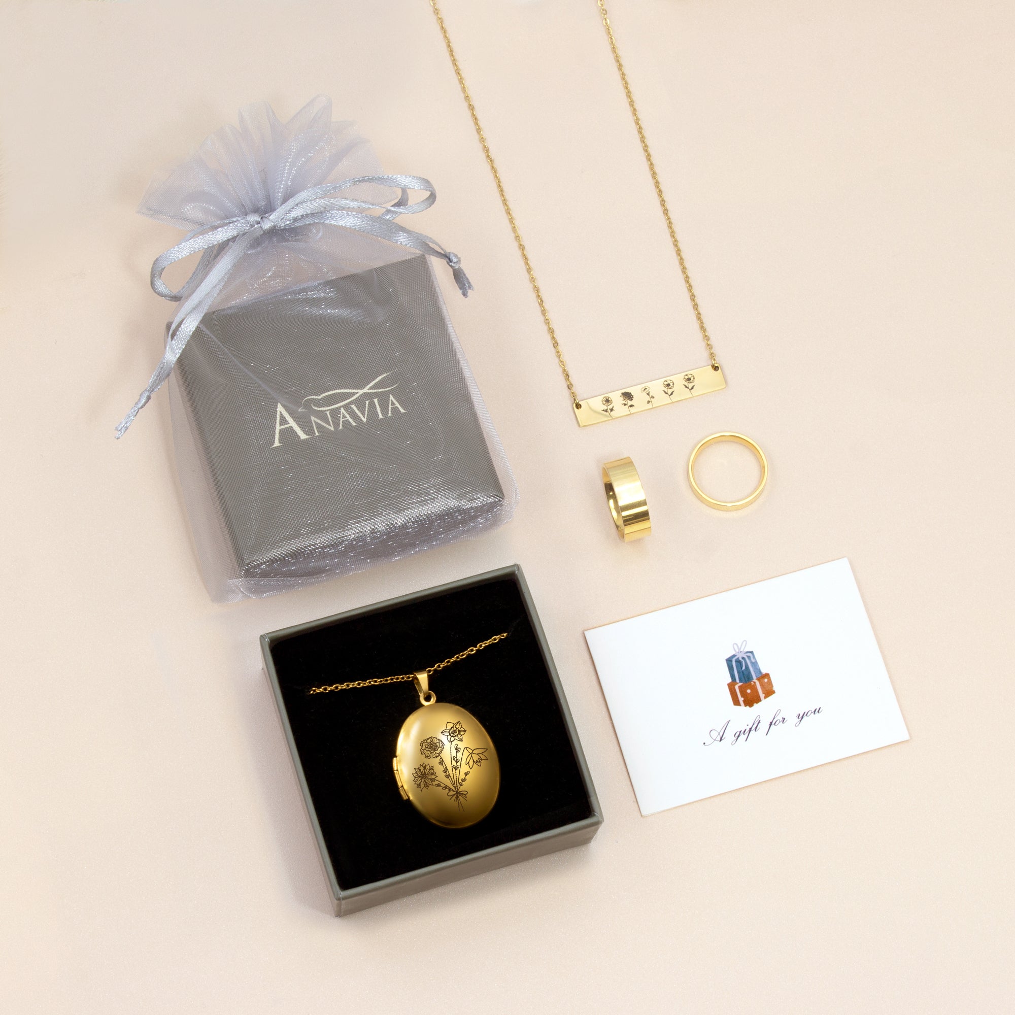 Oval Build Your Own Bouquet Photo Locket Necklace