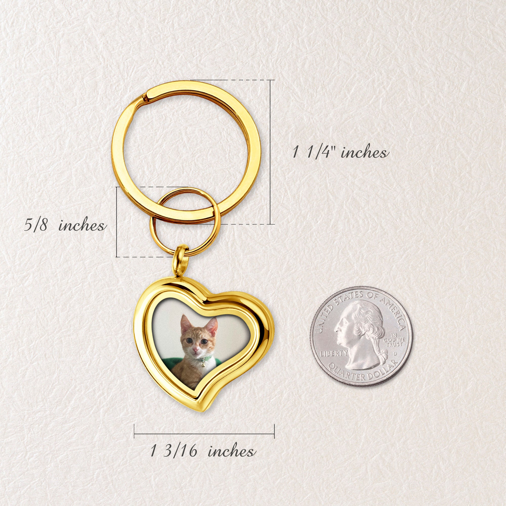 Sideways Heart Photo Locket Pet Memorial Keychain