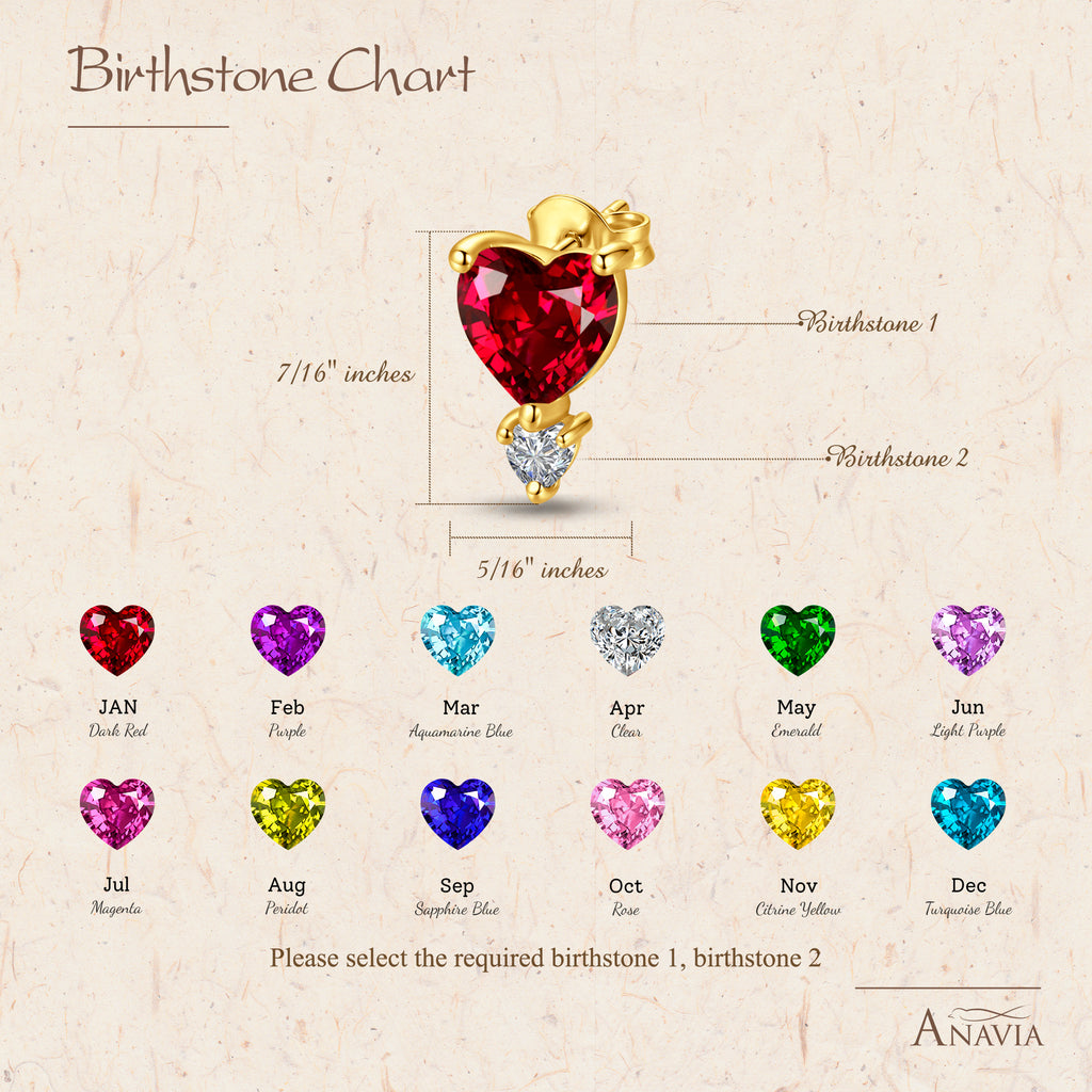 Birthstone Heart Earrings