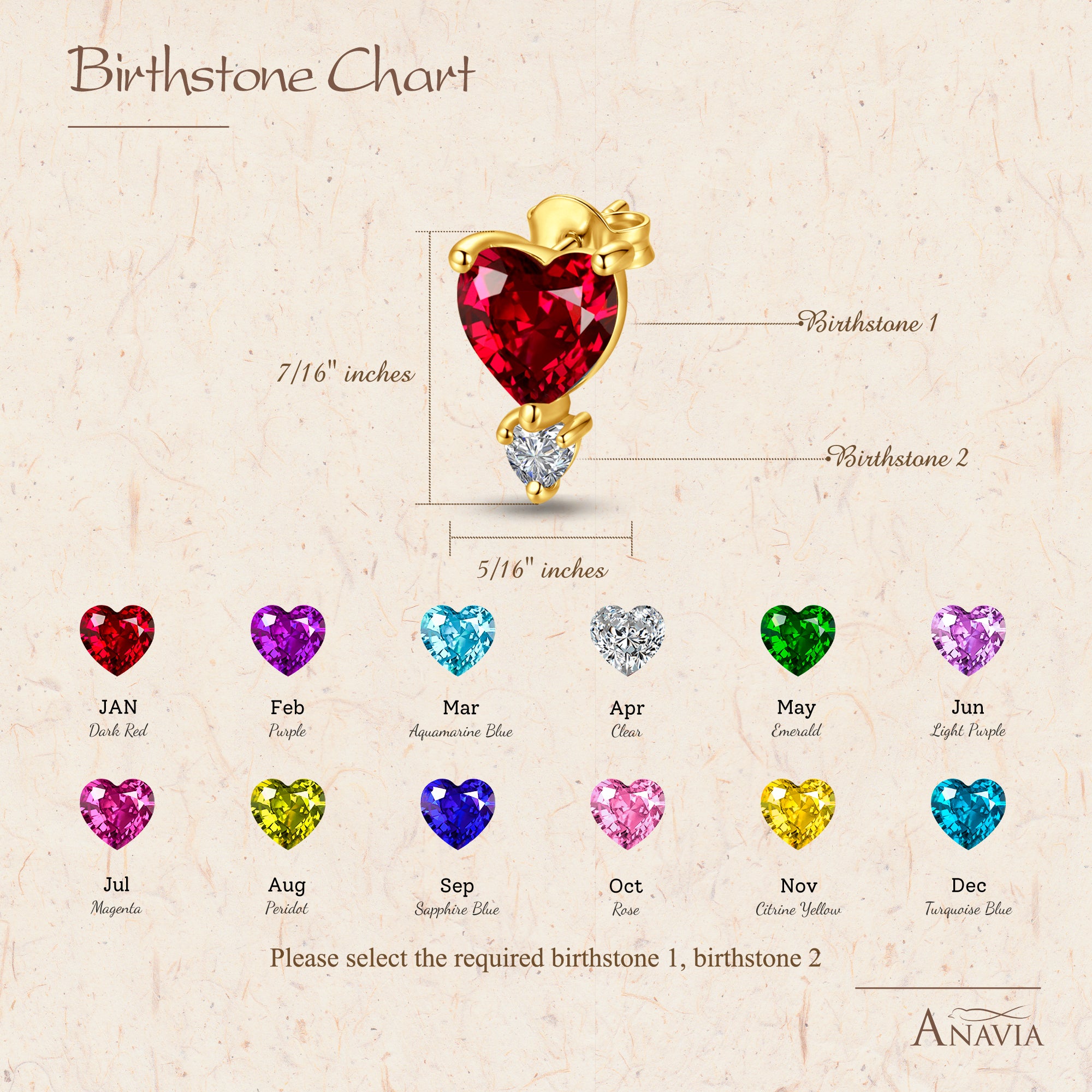 Birthstone Heart Earrings