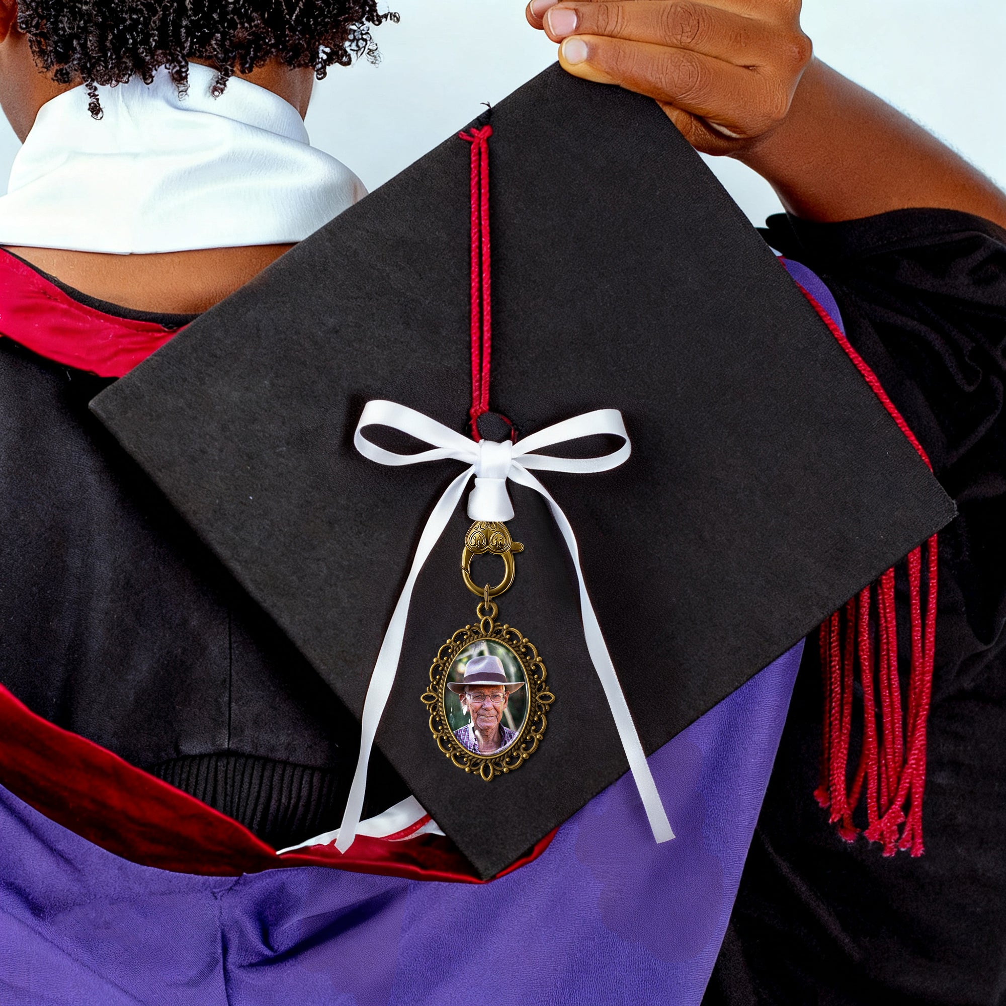 Oval Graduation Resin and Ribbon Brooch