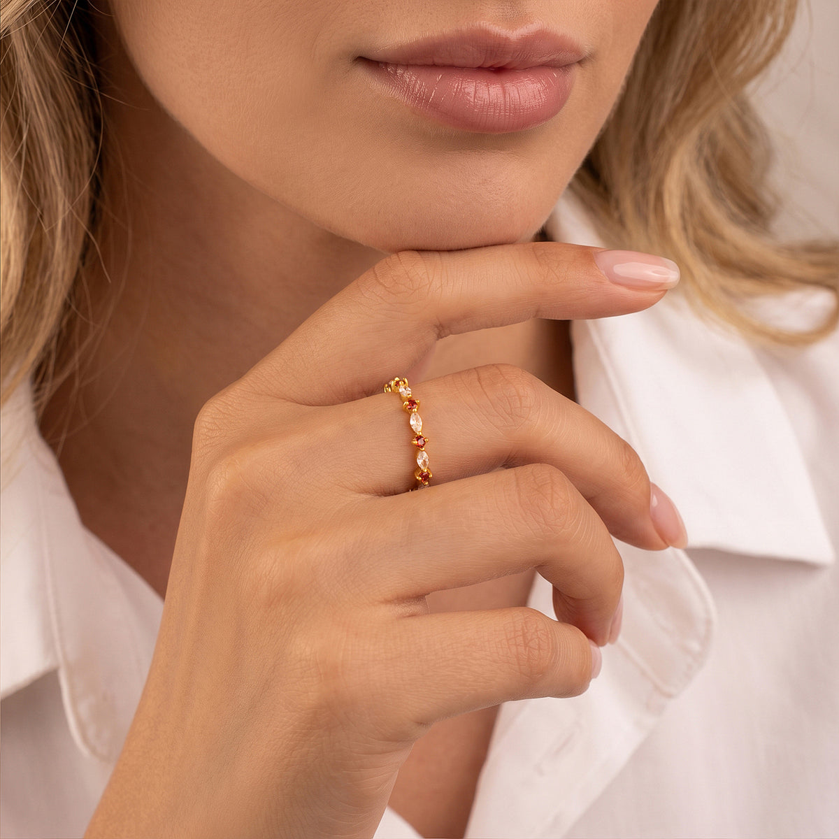 Personalized Marquise and Round Birthstone Ring