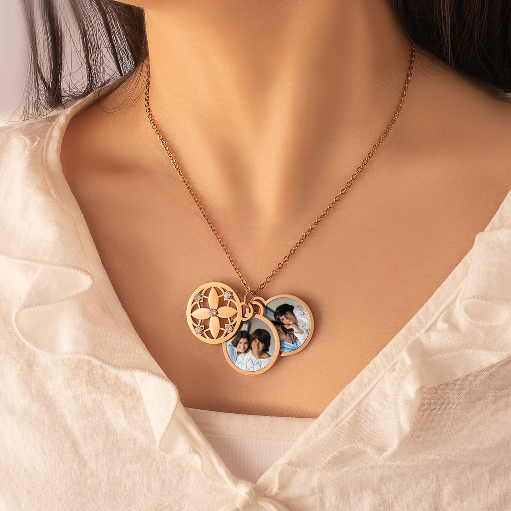 Four Leaf Photo Necklace