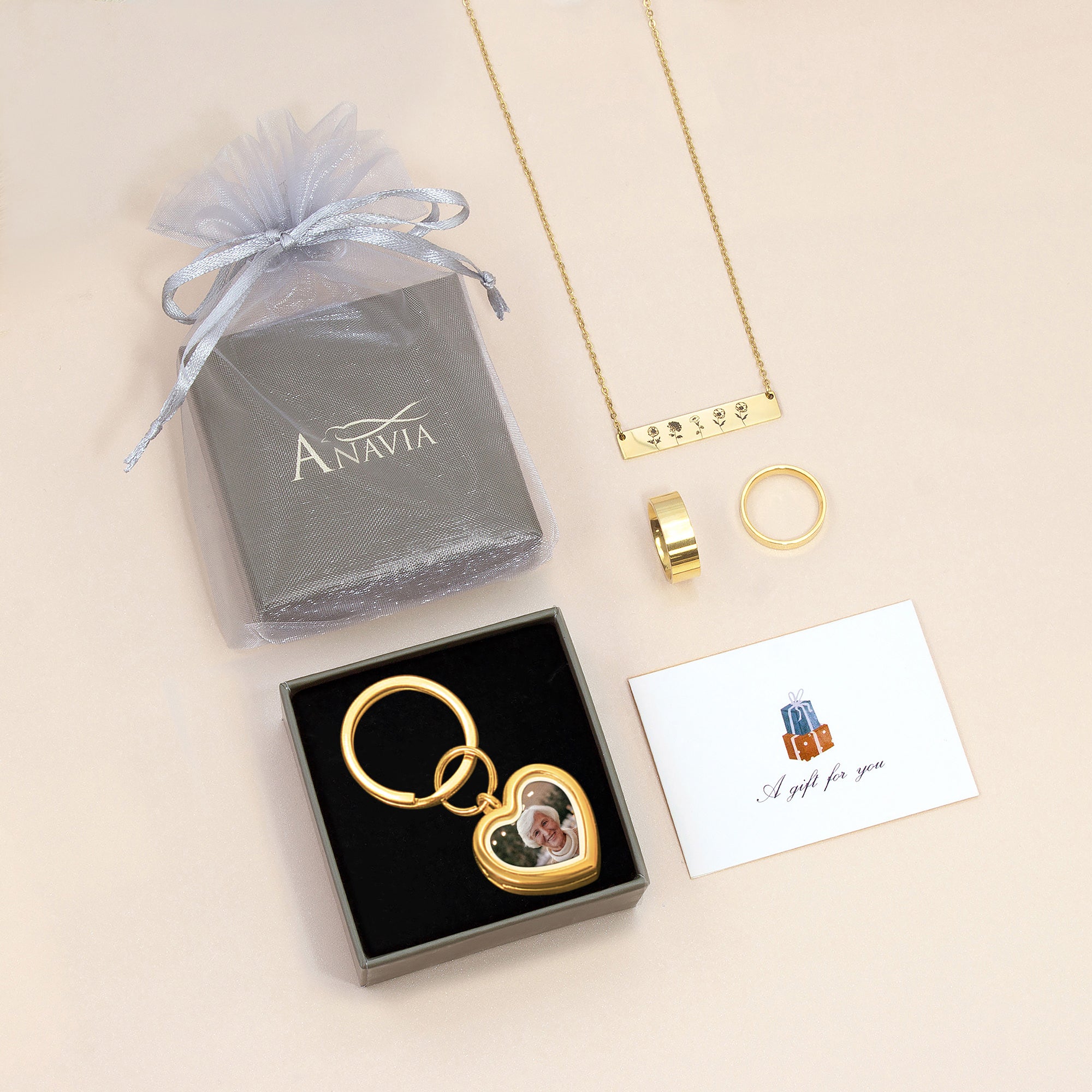 Glass Heart Photo Locket Keychain