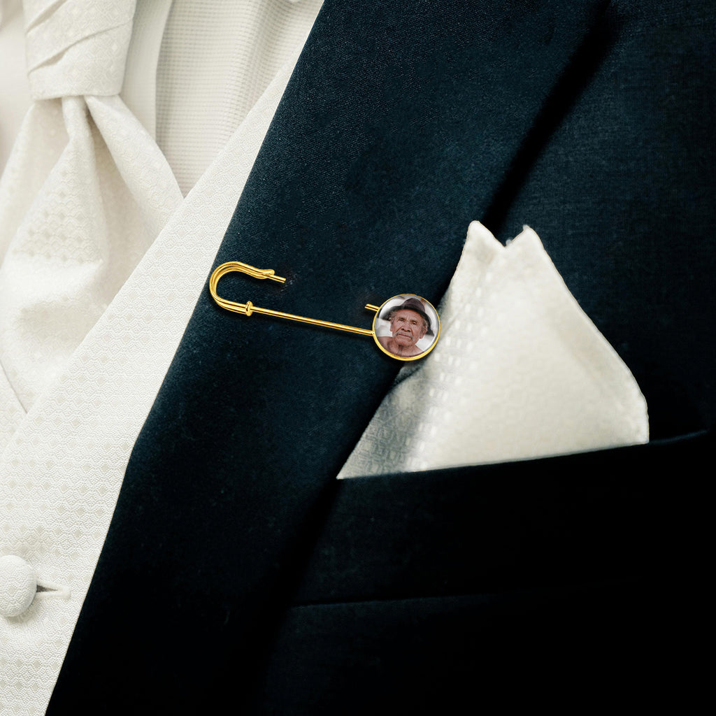 Round Wedding Photo Charm Pin Brooch