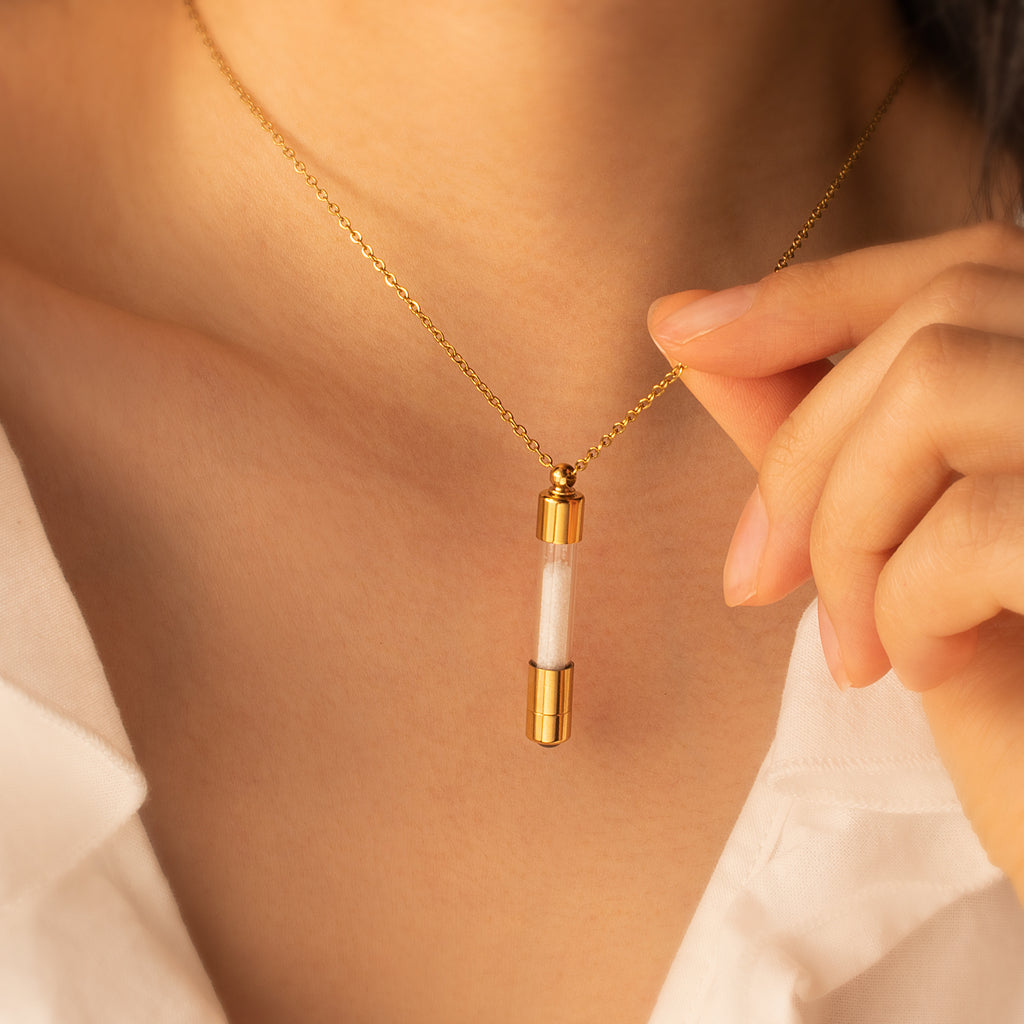 Cylinder Photo Projection Pet Memorial Necklace
