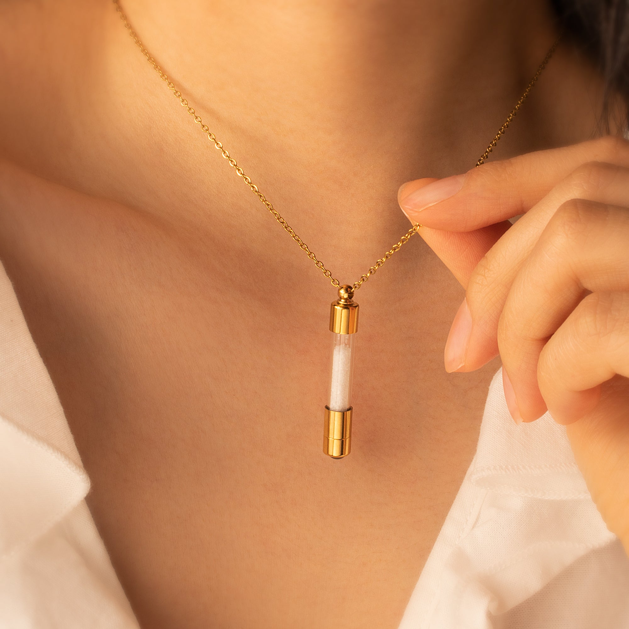 Cylinder Photo Projection Pet Memorial Necklace