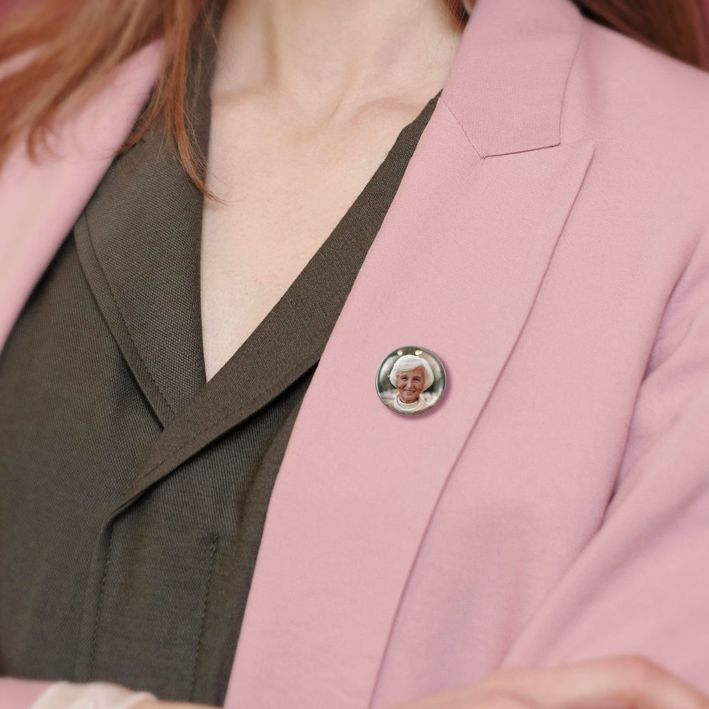 Personalized Round Wedding Photo Charm Pin